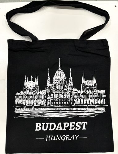 Budapest Parlament Vászontáska – Fekete Prémium Bevásárlótáska