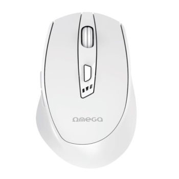   OMEGA Egér, Wireless, vezeték nélküli, Bluetooth 5.2, 2400 DPI, beépített akkumulátros, USB-C töltés, fehér