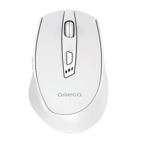 OMEGA Egér, Wireless, vezeték nélküli, Bluetooth 5.2, 2400 DPI, beépített akkumulátros, USB-C töltés, fehér
