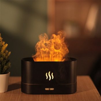   PLATINET Illatosító, aroma diffúzor, Láng hatású, Ultrahangos, 180ml, ajándék Levendulás olajjal, fekete
