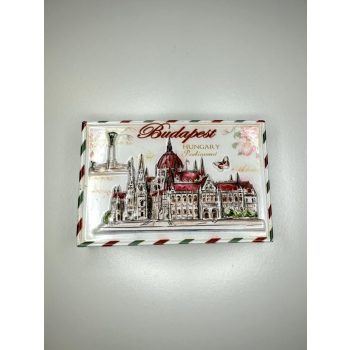 Budapest Elegance – Virágmintás Parlament Hűtőmágnes
