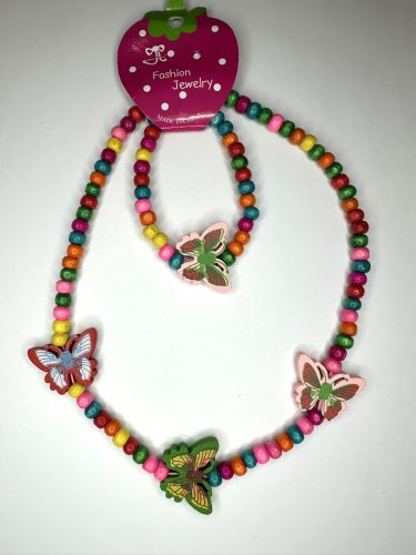 Rainbow Butterflies – Színes gyermek nyaklánc és karkötő szett