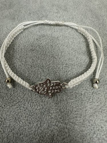 Hamsa kéz fonott karkötő – fehér