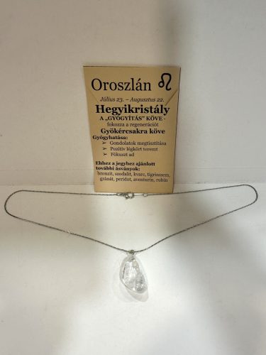 Oroszlán Fénye – Hegyikristály nyaklánc horoszkópkártyával