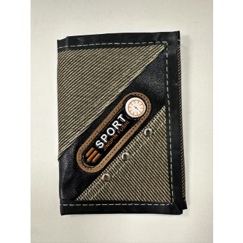   Fiús tépőzáras pénztárca – barna-fekete „SPORT” dizájnnal