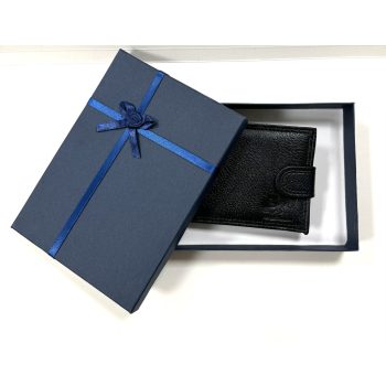 Férfi műbőr pénztárca díszdobozban – fekete