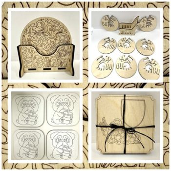 Lézervágott fa poháralátétek