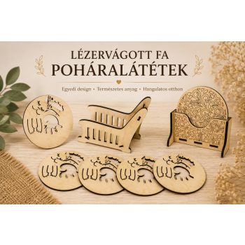Lézervágott fa poháralátétek