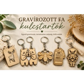 Gravírozott fa kulcstartók
