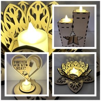 Lézervágott fa mécsestartók