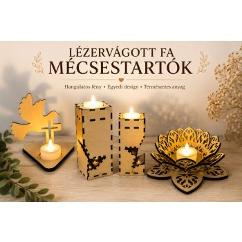 Lézervágott fa mécsestartók