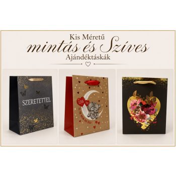 Kis Méretű  mintás és Szíves Ajándéktáskák