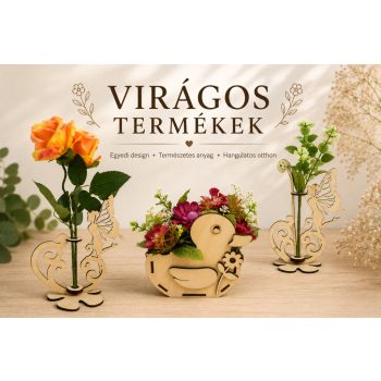Lézervágott fa virágos termékek
