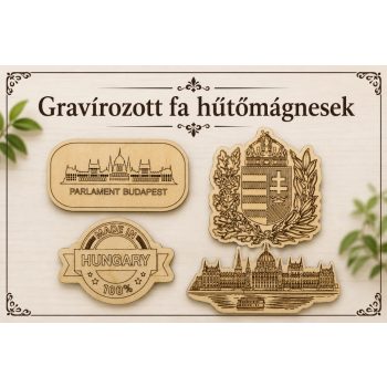 Gravírozott fa hűtőmágnesek